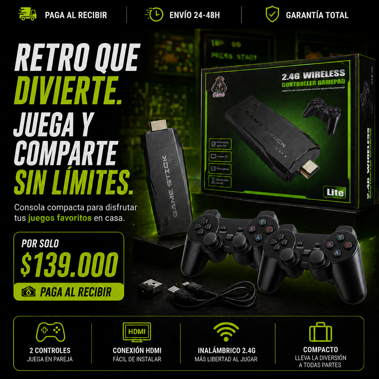 🔥 PROMO - Consola HDMI de Juegos Clasicos- Últimas Unidades Con 70% OFF Solo Hoy 🎁🎮